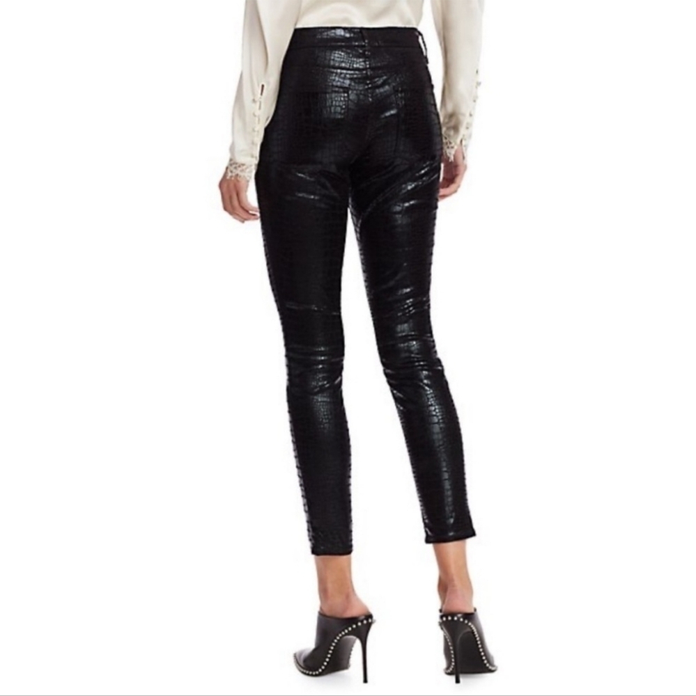 Frame Le High Skinny Noir Croc Black Size 27 - Picture 3 of 12